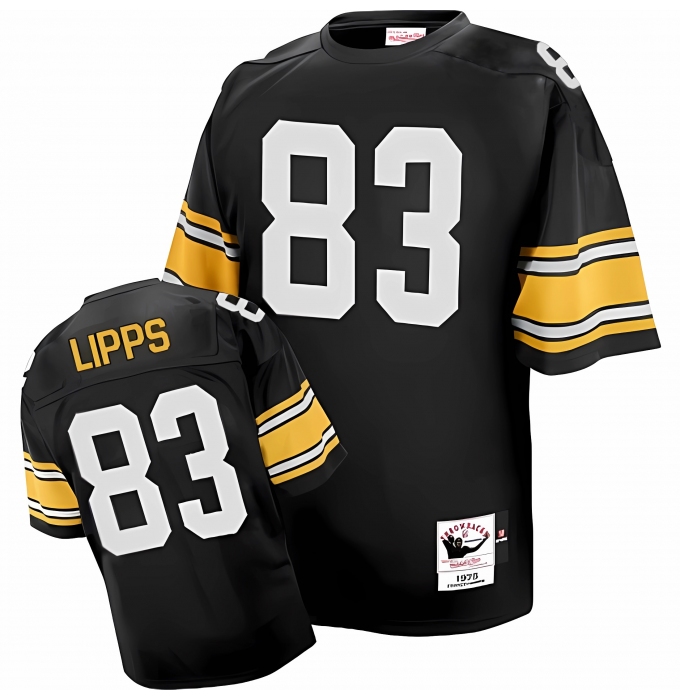 Mitchell And Ness Pittsburgh Steelers #83 Louis Lipps Black Team Color Authentic Throwback NFL Jersey