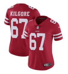 Women's Nike San Francisco 49ers #67 Daniel Kilgore Red Team Color Vapor Untouchable Limited Player NFL Jersey