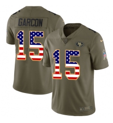 Men's Nike San Francisco 49ers #15 Pierre Garcon Limited Olive/USA Flag 2017 Salute to Service NFL Jersey