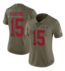 Women's Nike San Francisco 49ers #15 Pierre Garcon Limited Olive 2017 Salute to Service NFL Jersey