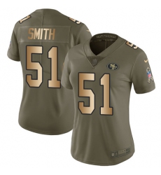 Women's Nike San Francisco 49ers #51 Malcolm Smith Limited Olive/Gold 2017 Salute to Service NFL Jersey