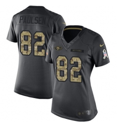 Women's Nike San Francisco 49ers #82 Logan Paulsen Limited Black 2016 Salute to Service NFL Jersey