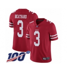 Men's San Francisco 49ers #3 C. J. Beathard Red Team Color Vapor Untouchable Limited Player 100th Season Football Jersey