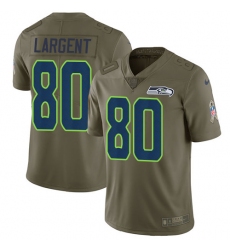 Men's Nike Seattle Seahawks #80 Steve Largent Limited Olive 2017 Salute to Service NFL Jersey