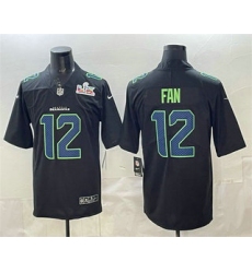 Men's Seattle Seahawks #12 Fan Limited Black Super Bowl LX Fashion Vapor Jersey