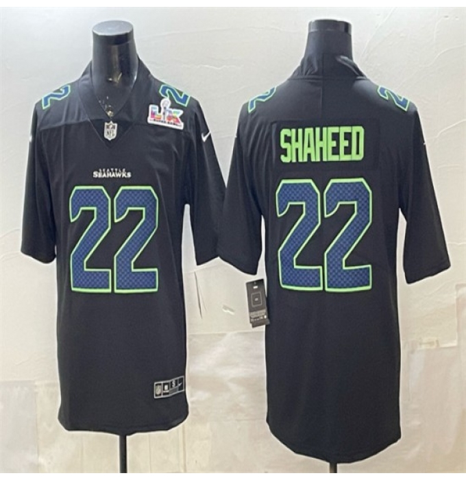 Men's Seattle Seahawks #22 Rashid Shaheed Black 2025 Super Bowl LX Carbon Fashion Vapor Untouchable Limited Stitched Football Jersey