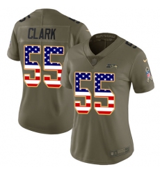 Women's Nike Seattle Seahawks #55 Frank Clark Limited Olive/USA Flag 2017 Salute to Service NFL Jersey