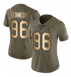 Women's Nike Seattle Seahawks #96 Cortez Kennedy Limited Olive/Gold 2017 Salute to Service NFL Jersey