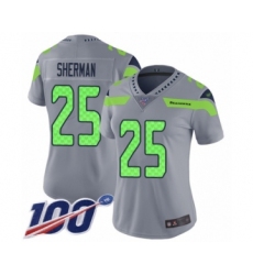 Women's Seattle Seahawks #25 Richard Sherman Limited Silver Inverted Legend 100th Season Football Jersey
