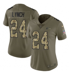 Women's Nike Seattle Seahawks #24 Marshawn Lynch Limited Olive/Camo 2017 Salute to Service NFL Jersey