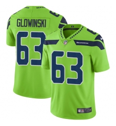 Youth Nike Seattle Seahawks #63 Mark Glowinski Limited Green Rush Vapor Untouchable NFL Jersey