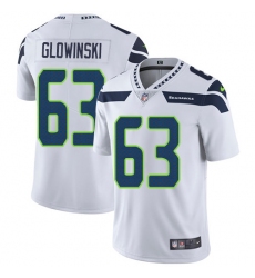 Youth Nike Seattle Seahawks #63 Mark Glowinski White Vapor Untouchable Limited Player NFL Jersey