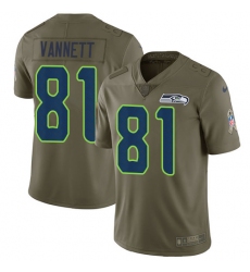 Men's Nike Seattle Seahawks #81 Nick Vannett Limited Olive 2017 Salute to Service NFL Jersey