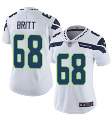 Women's Nike Seattle Seahawks #68 Justin Britt White Vapor Untouchable Limited Player NFL Jersey