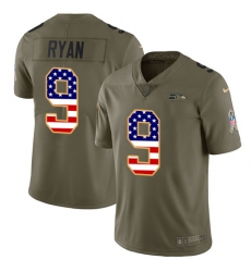 Youth Nike Seattle Seahawks #9 Jon Ryan Limited Olive/USA Flag 2017 Salute to Service NFL Jersey