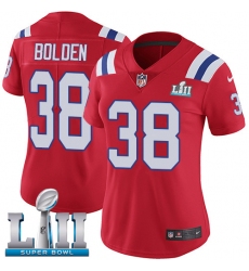Women's Nike New England Patriots #38 Brandon Bolden Red Alternate Vapor Untouchable Limited Player Super Bowl LII NFL Jersey
