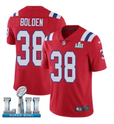 Youth Nike New England Patriots #38 Brandon Bolden Red Alternate Vapor Untouchable Limited Player Super Bowl LII NFL Jersey