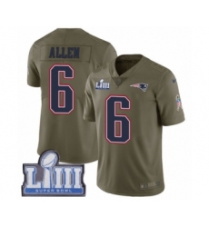 Men's Nike New England Patriots #6 Ryan Allen Limited Olive 2017 Salute to Service Super Bowl LIII Bound NFL Jersey