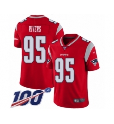 Men's New England Patriots #95 Derek Rivers Limited Red Inverted Legend 100th Season Football Jersey