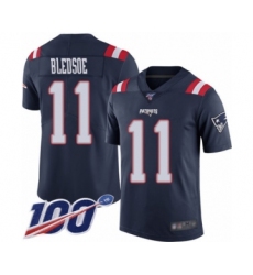 Men's New England Patriots #11 Drew Bledsoe Limited Navy Blue Rush Vapor Untouchable 100th Season Football Jersey