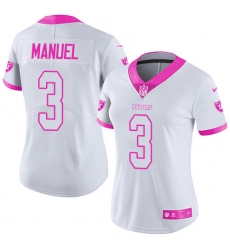 Women's Nike Oakland Raiders #3 E. J. Manuel Limited White/Pink Rush Fashion NFL Jersey