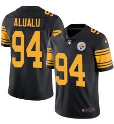 Men's Nike Pittsburgh Steelers #94 Tyson Alualu Limited Black Rush Vapor Untouchable NFL Jersey