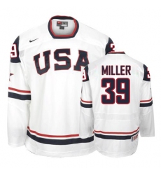 Men's Nike Team USA #39 Ryan Miller Premier White 2010 Olympic Hockey Jersey