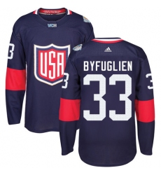 Men's Adidas Team USA #33 Dustin Byfuglien Premier Navy Blue Away 2016 World Cup Ice Hockey Jersey