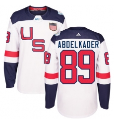Youth Adidas Team USA #89 Justin Abdelkader Authentic White Home 2016 World Cup Ice Hockey Jersey