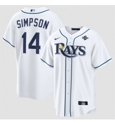 Men's Tampa Bay Rays #14 Chandler Simpson White 2026 World Series Home Cool Base Stitched Baseball Jersey