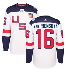 Men's Adidas Team USA #16 James van Riemsdyk Authentic White Home 2016 World Cup Ice Hockey Jersey