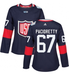 Women's Adidas Team USA #67 Max Pacioretty Authentic Navy Blue Away 2016 World Cup Hockey Jersey