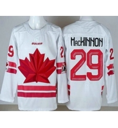 Youth Canada #29 Nathan MacKinnon White 2026 Olympics Authentic Jersey