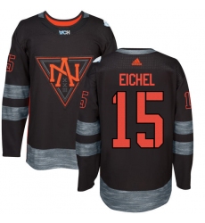 Men's Adidas Team North America #15 Jack Eichel Authentic Black Away 2016 World Cup of Hockey Jersey