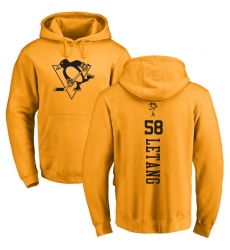 NHL Adidas Pittsburgh Penguins #58 Kris Letang Gold One Color Backer Pullover Hoodie
