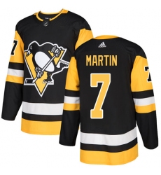 Men's Adidas Pittsburgh Penguins #7 Paul Martin Premier Black Home NHL Jersey