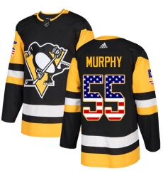 Youth Adidas Pittsburgh Penguins #55 Larry Murphy Authentic Black USA Flag Fashion NHL Jersey