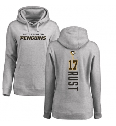 NHL Women's Adidas Pittsburgh Penguins #17 Bryan Rust Ash Backer Pullover Hoodie