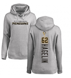 NHL Women's Adidas Pittsburgh Penguins #62 Carl Hagelin Ash Backer Pullover Hoodie
