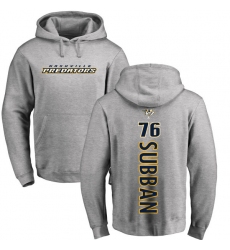 NHL Adidas Nashville Predators #76 P.K Subban Ash Backer Pullover Hoodie