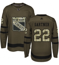 Men's Adidas New York Rangers #22 Mike Gartner Premier Green Salute to Service NHL Jersey