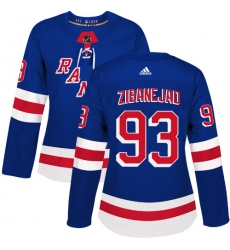Women's Adidas New York Rangers #93 Mika Zibanejad Premier Royal Blue Home NHL Jersey