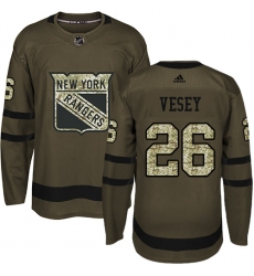 Youth Adidas New York Rangers #26 Jimmy Vesey Premier Green Salute to Service NHL Jersey