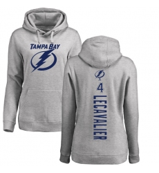 NHL Women's Adidas Tampa Bay Lightning #4 Vincent Lecavalier Ash Backer Pullover Hoodie
