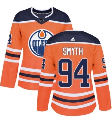 Women's Adidas Edmonton Oilers #94 Ryan Smyth Authentic Orange Home NHL Jersey