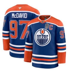 Men's Edmonton Oilers #97 Connor McDavid Royal 2025 Stanley Cup Final And C Stitched Hockey Jersey