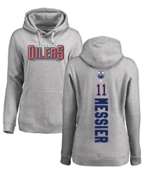 NHL Women's Adidas Edmonton Oilers #11 Mark Messier Ash Backer Pullover Hoodie