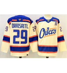 Men's Edmonton Oilers #29 Leon Draisaitl Light Beige Alternate With A Stitched Hockey Jersey