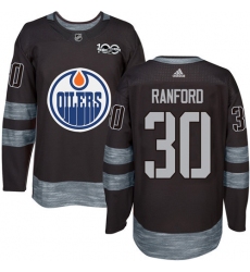 Men's Adidas Edmonton Oilers #30 Bill Ranford Authentic Black 1917-2017 100th Anniversary NHL Jersey