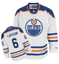 Men's Reebok Edmonton Oilers #6 Adam Larsson Authentic White Away NHL Jersey